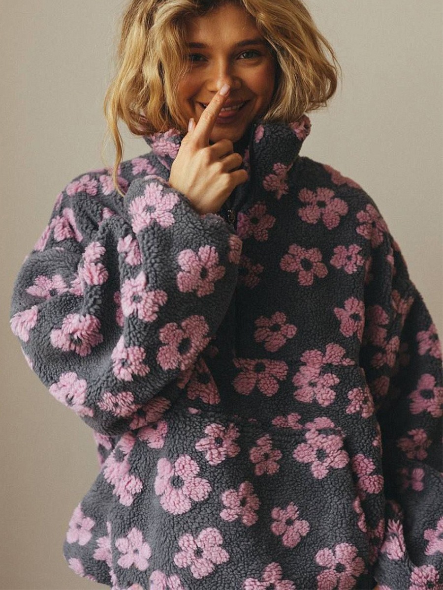 fleece floral sweatshirt