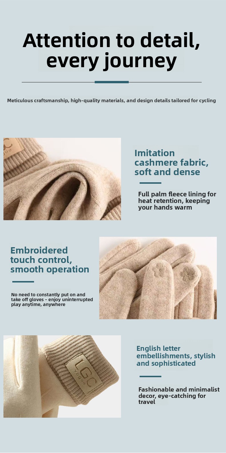Winter Touchscreen Warm Plush Lined Knit Gloves Anti-Slip Windproof