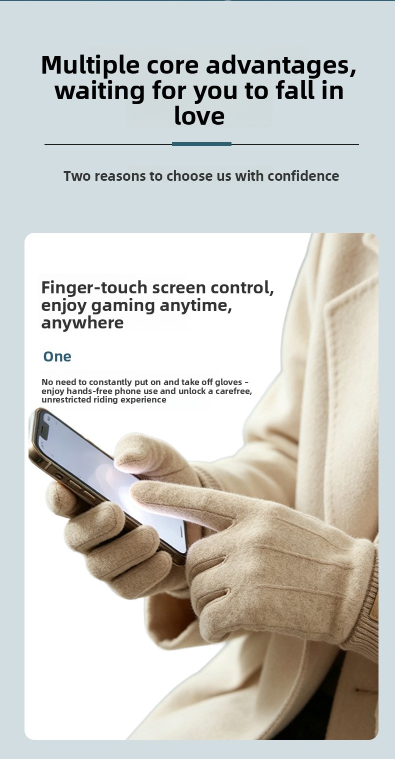 Winter Touchscreen Warm Plush Lined Knit Gloves Anti-Slip Windproof