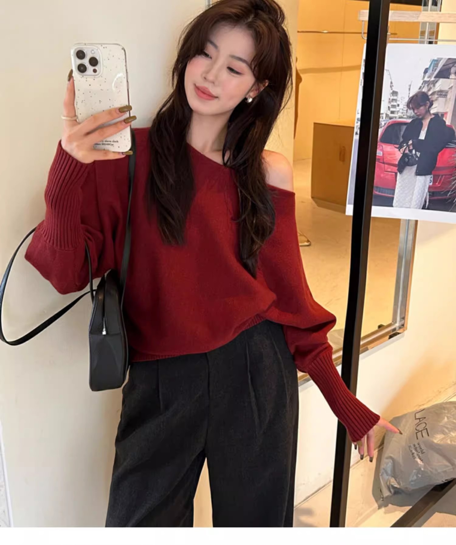 Off-Shoulder Knit Sweater for Women