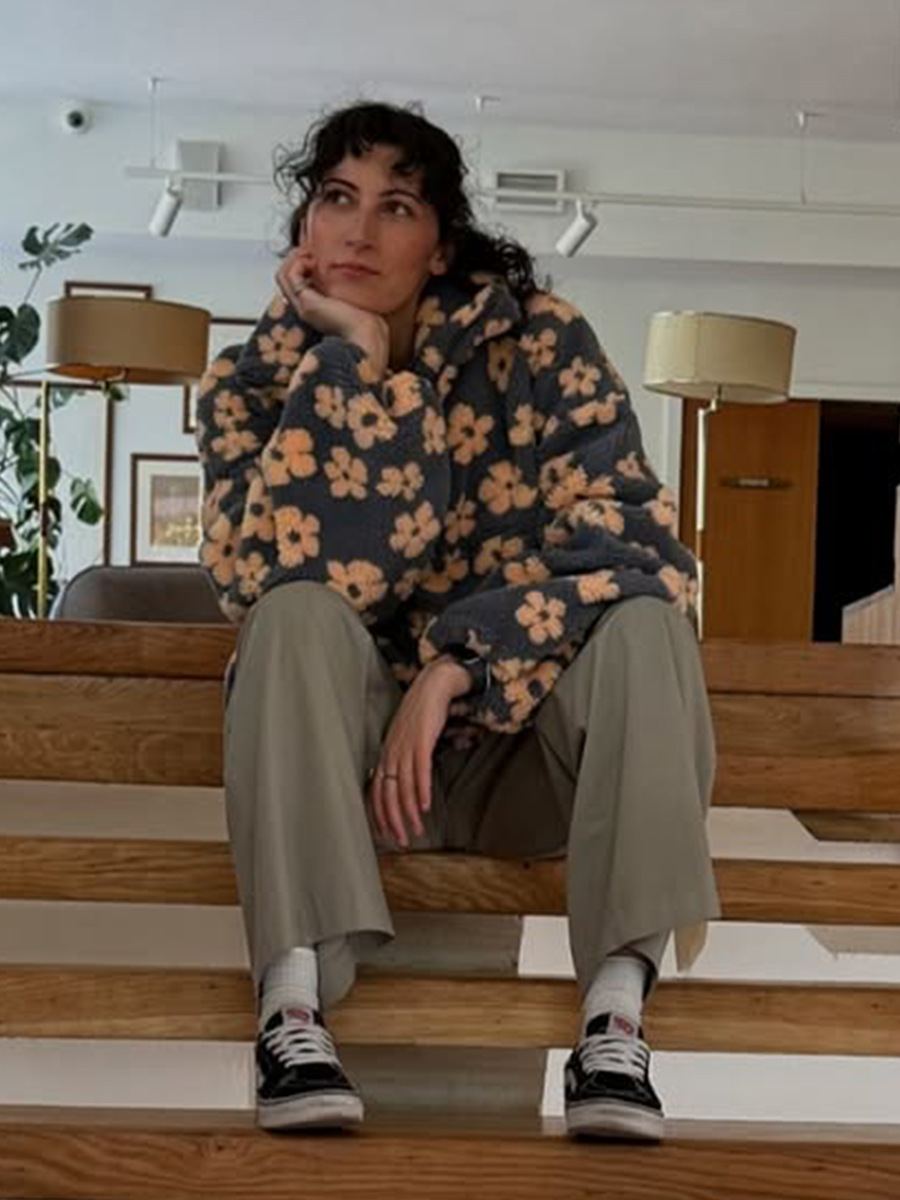 fleece floral sweatshirt