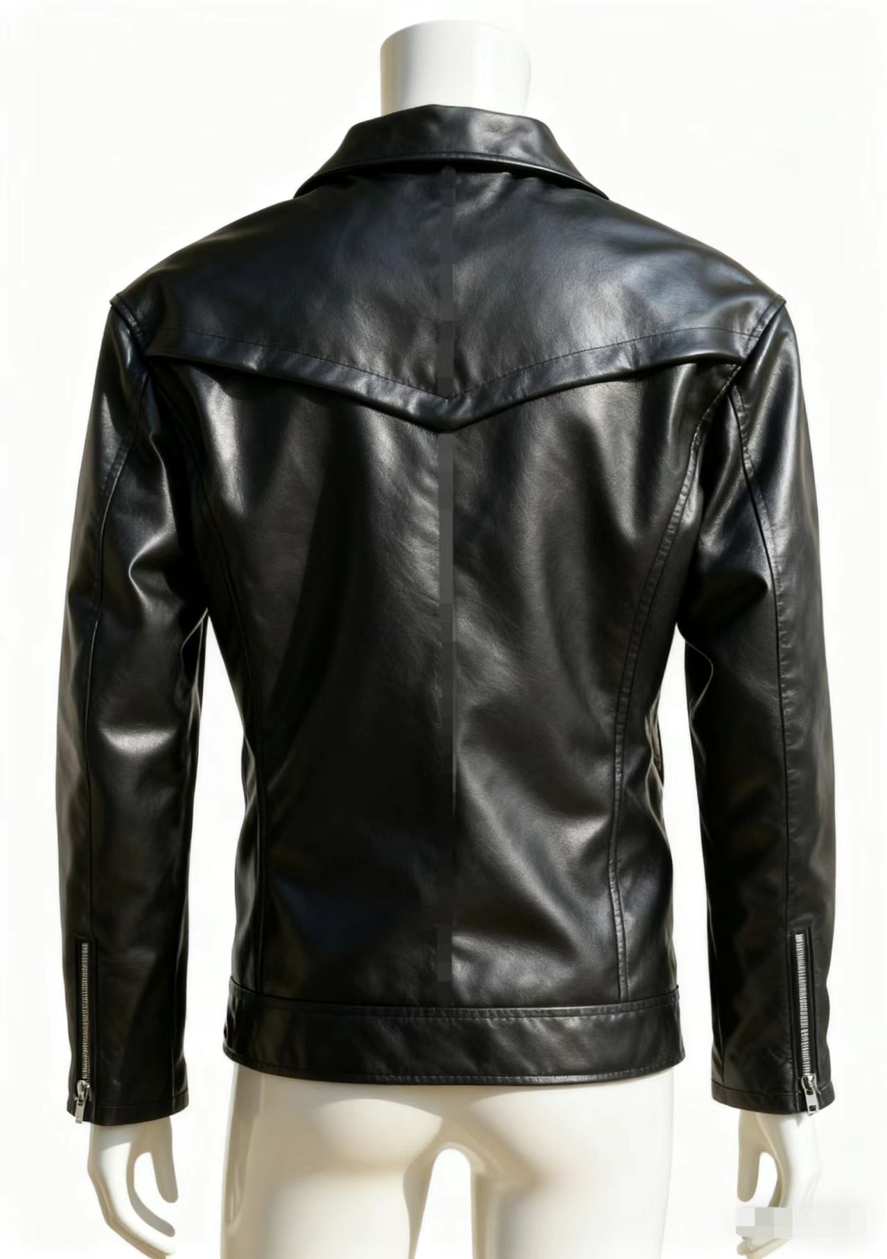 Men's leather jacket with water-washed finish, motorcycle-style men's leather jacket