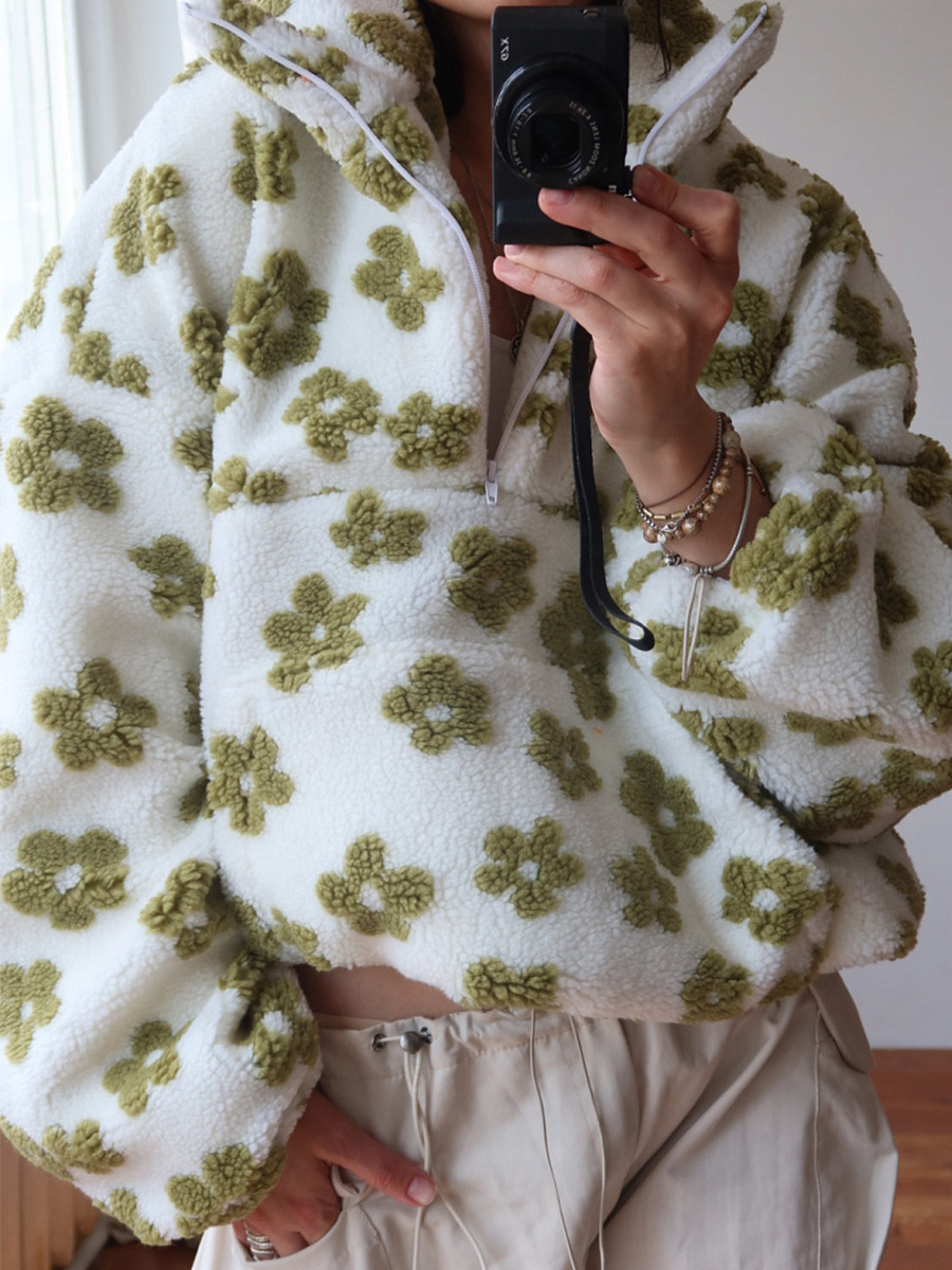 fleece floral sweatshirt