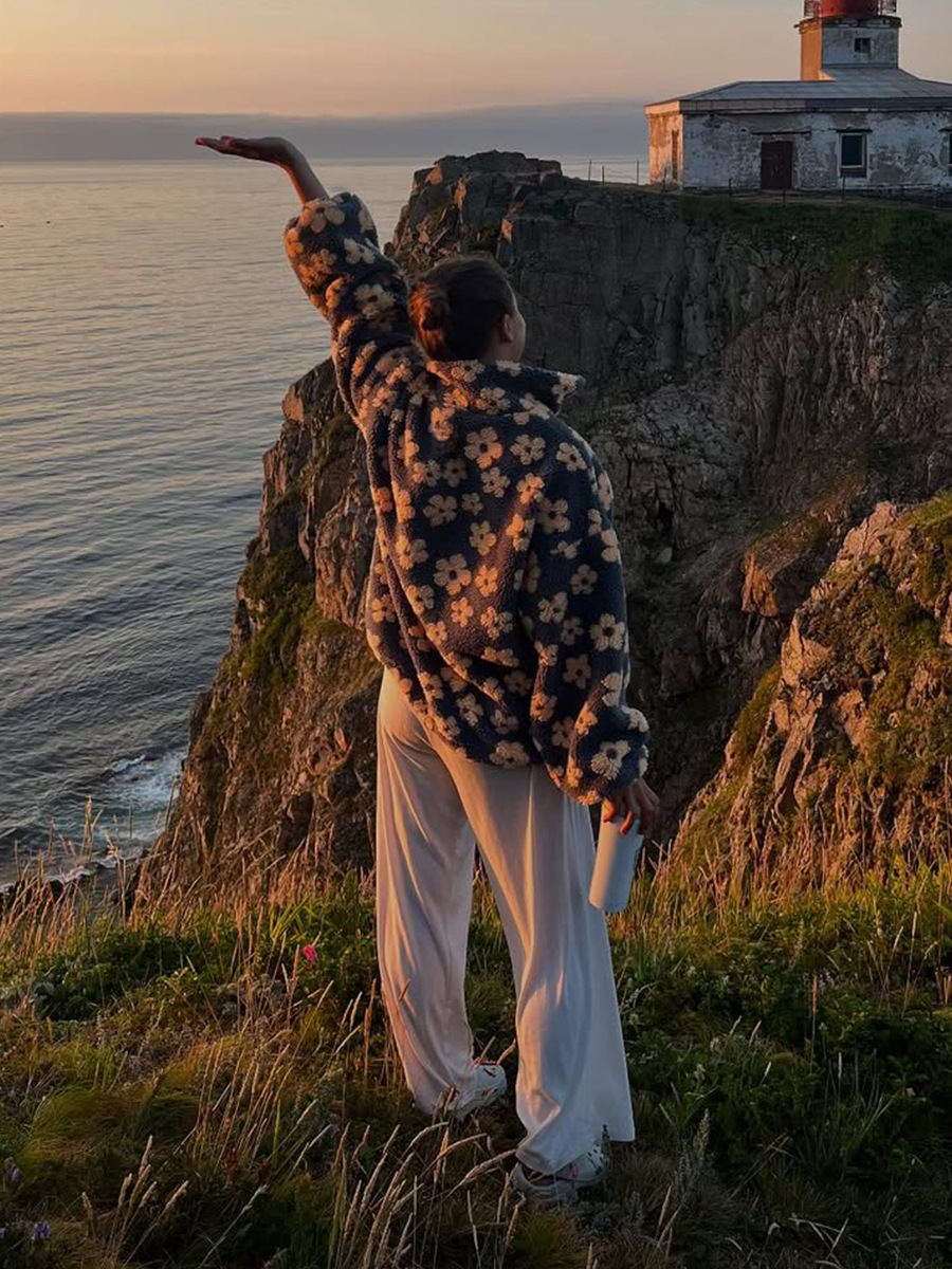 fleece floral sweatshirt