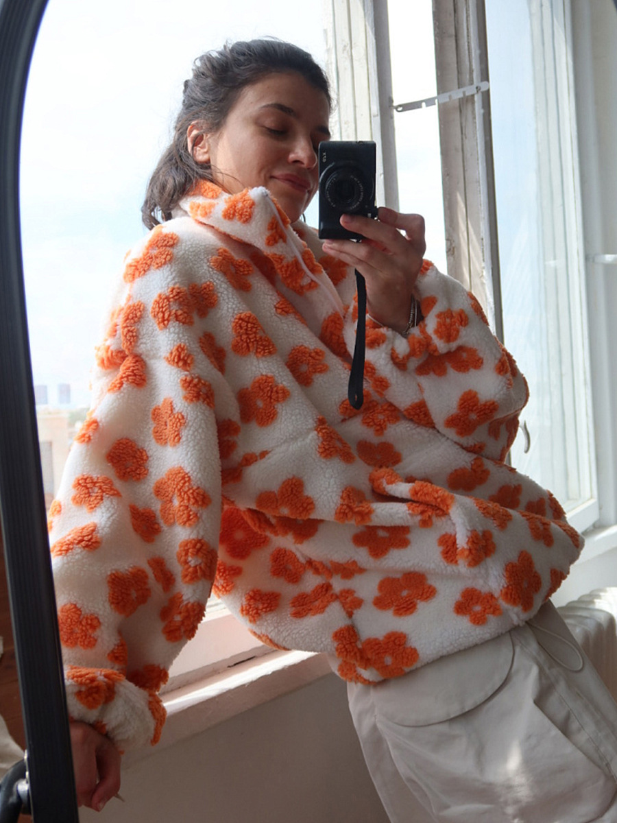fleece floral sweatshirt