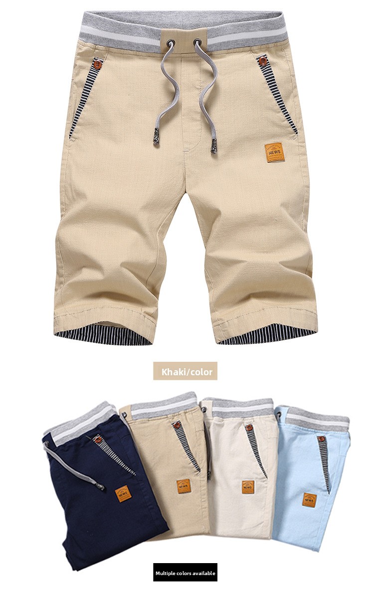 Men's Cotton Shorts Youth Trendy Fashion All-match Loose Breathable Casual Pants