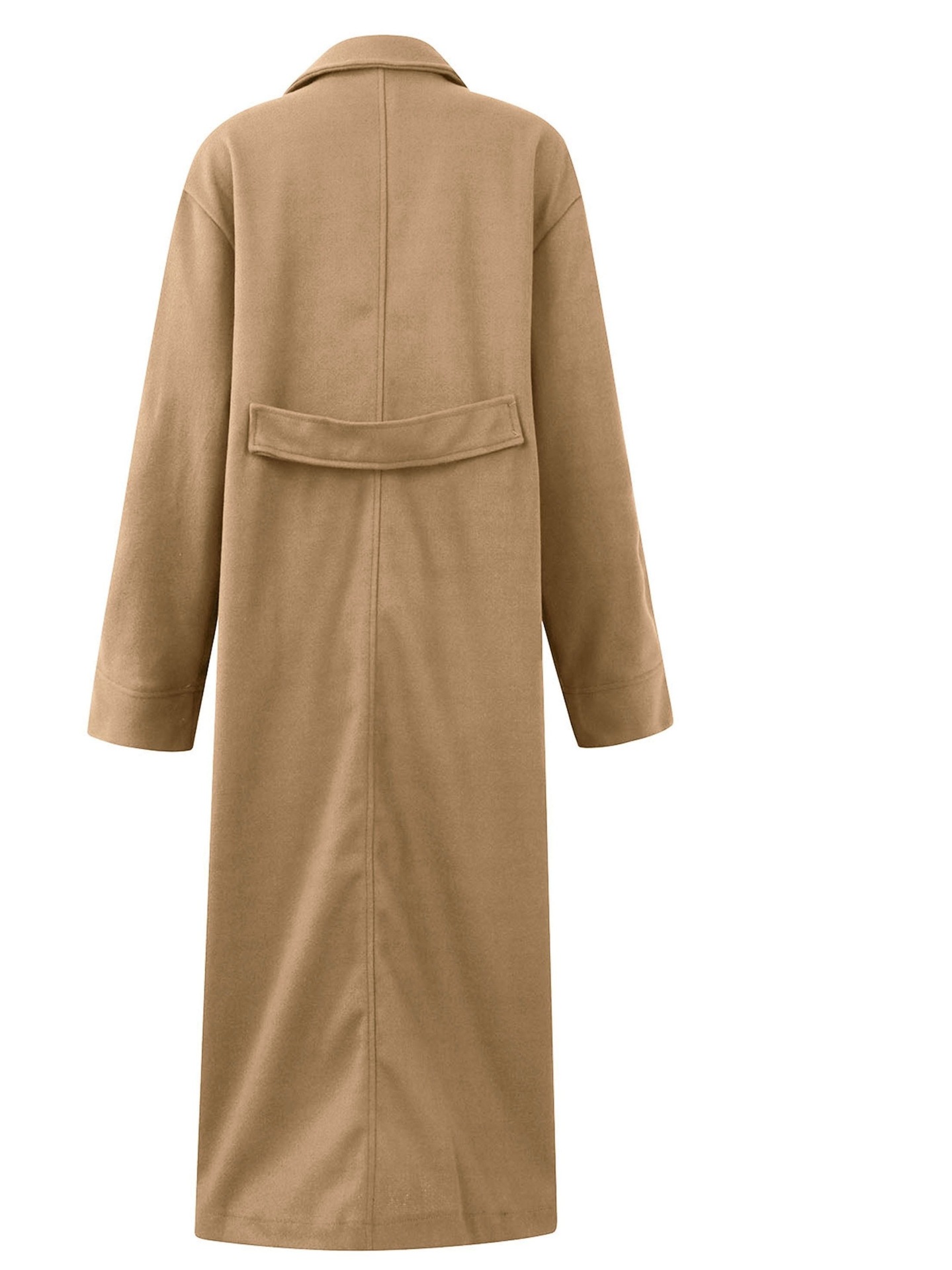 European and American Long Woolen Coat for Autumn and Winter Solid Color Elegant Commuter Wool Green Coat with Belt-Free Lapel