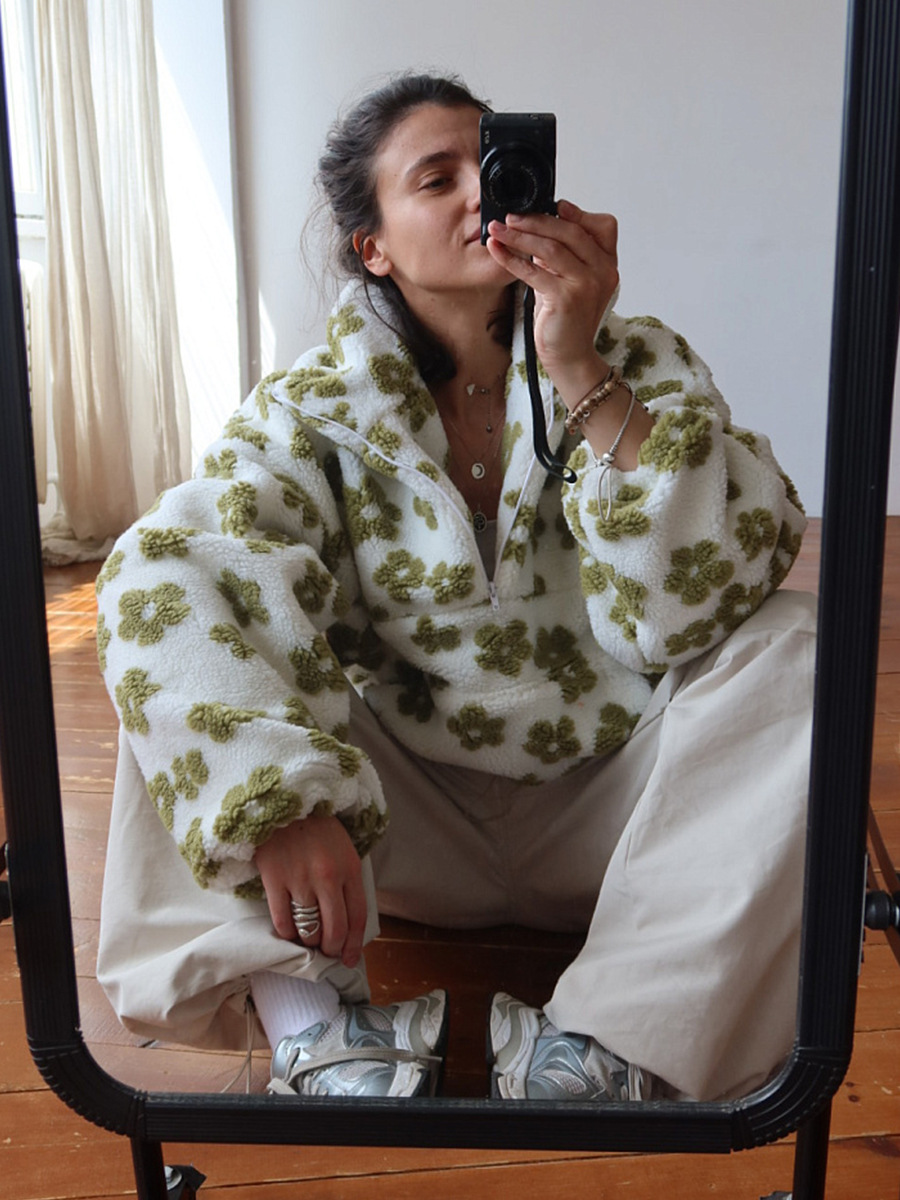 fleece floral sweatshirt