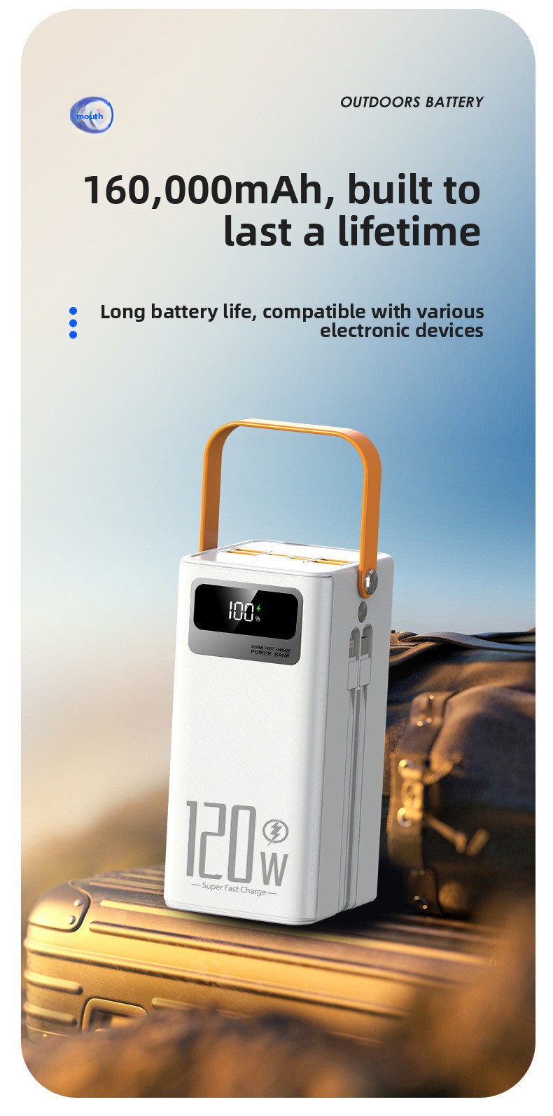 Outdoor solar super-fast charging portable battery
