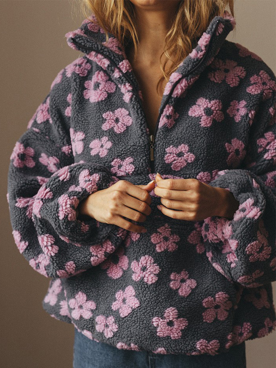 fleece floral sweatshirt