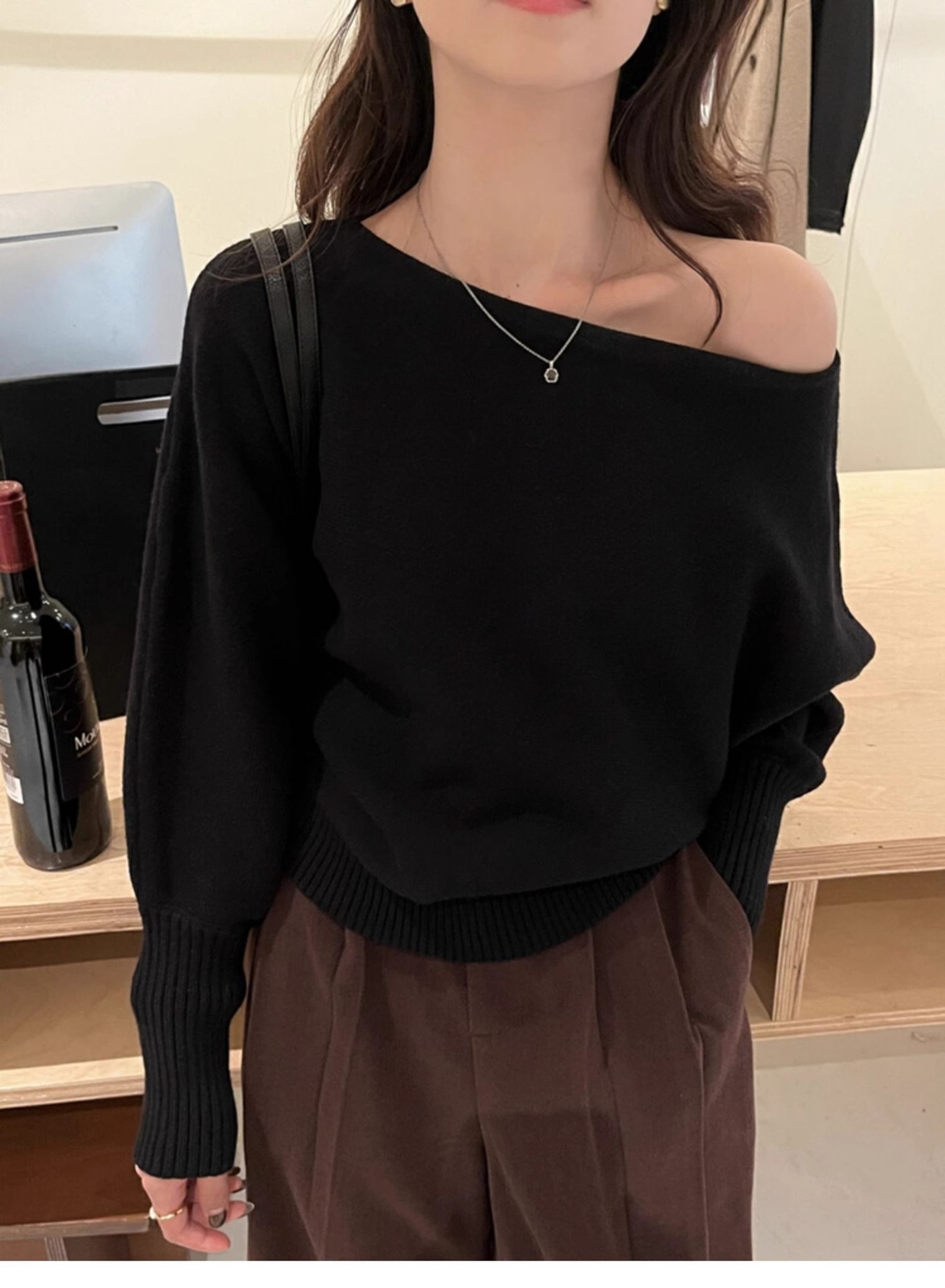 Off-Shoulder Knit Sweater for Women