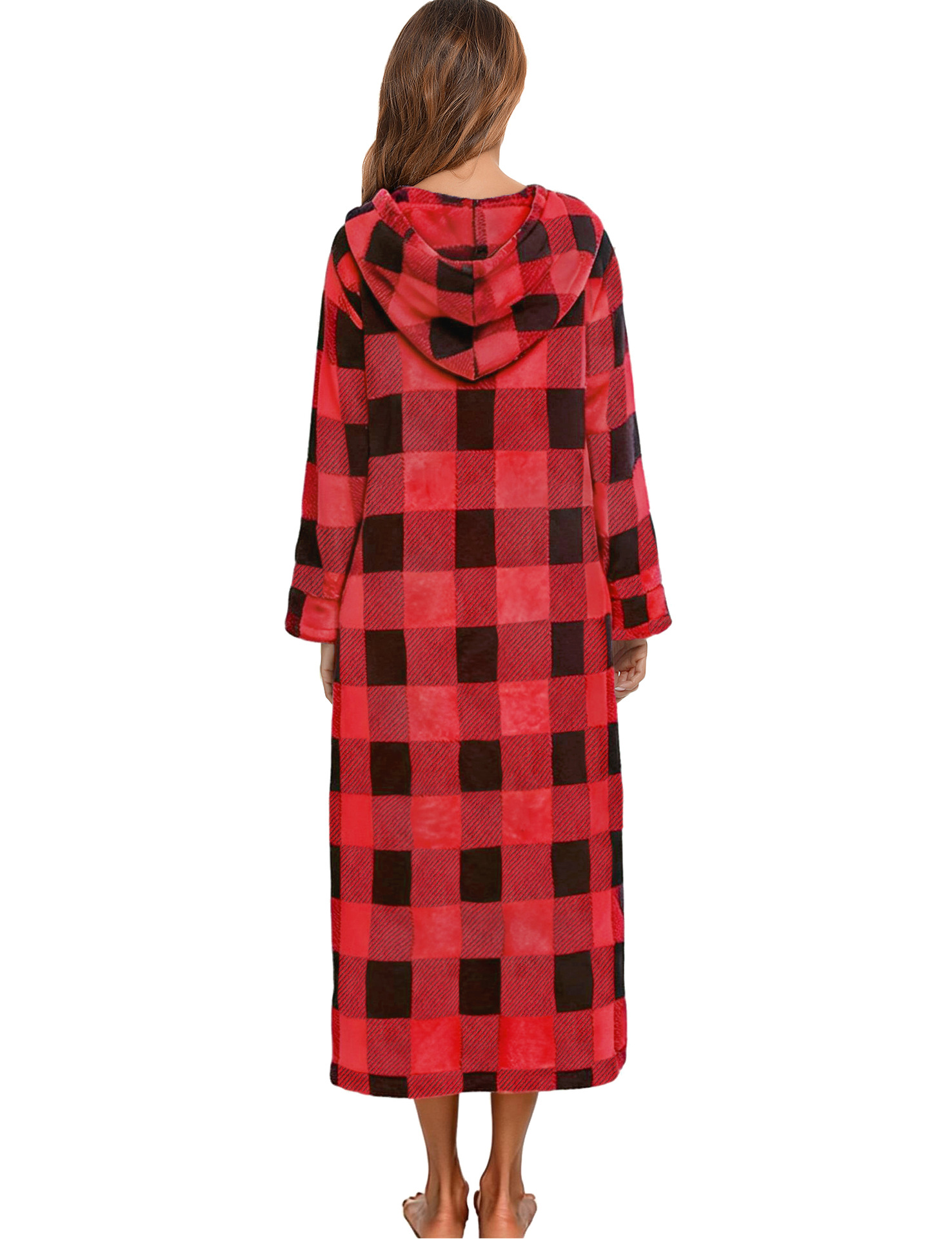 Flannel Pajamas New Long-Sleeved Zipper Nightgown Home Clothes