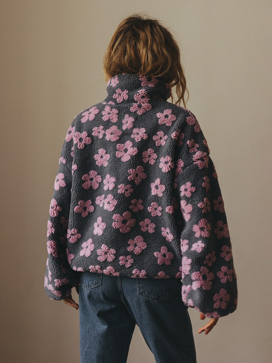 fleece floral sweatshirt
