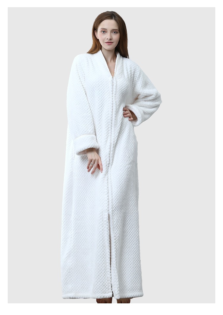 Flannel Nightdress, Bathrobe for Women, Fleece-Lined and Thickened