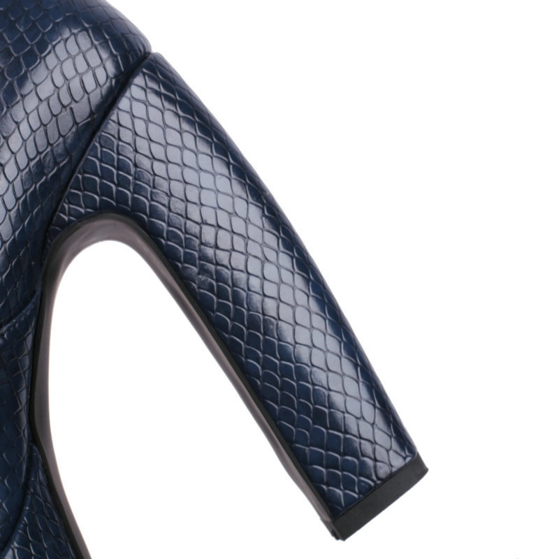 High Heels, Snake Print Square Toe, Thick Sole, Chunky Heel Women's Shoes