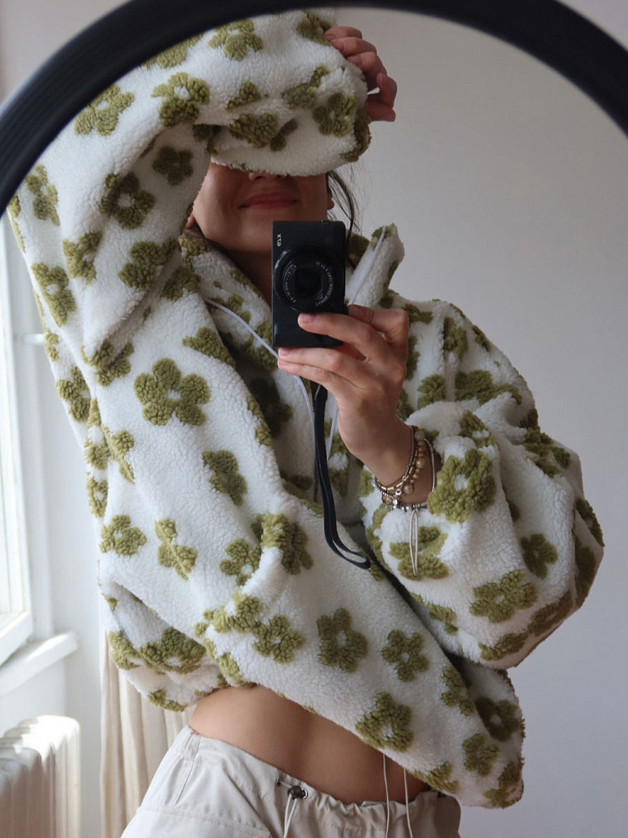 fleece floral sweatshirt