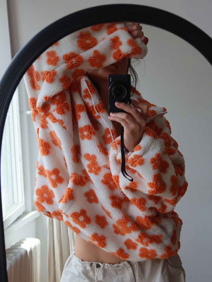 fleece floral sweatshirt