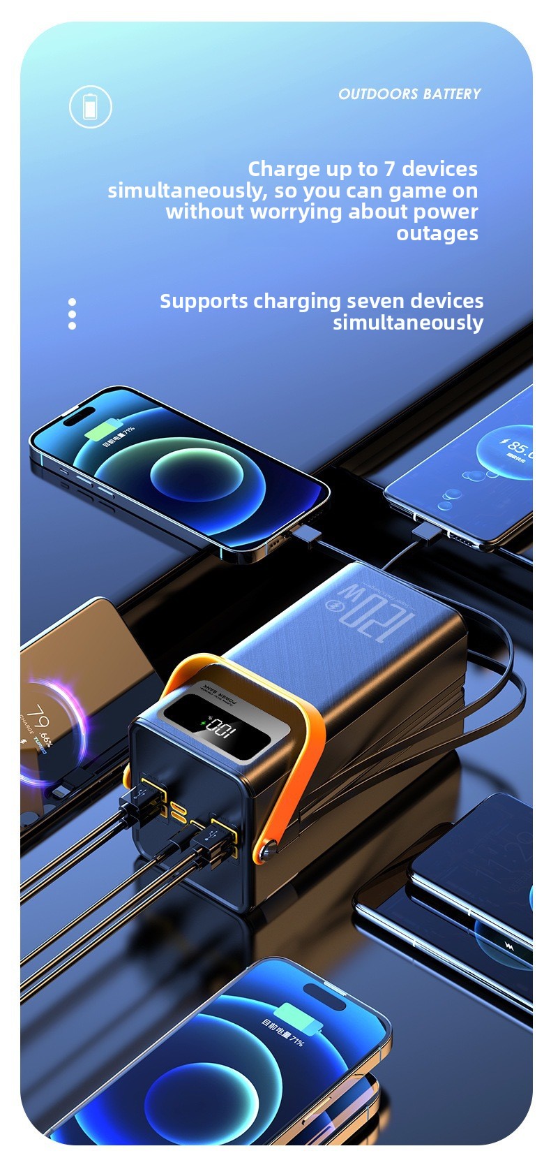 Solar-powered portable fast-charging power bank