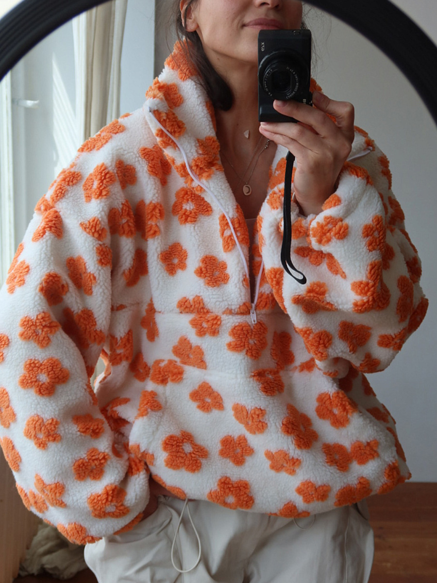 fleece floral sweatshirt