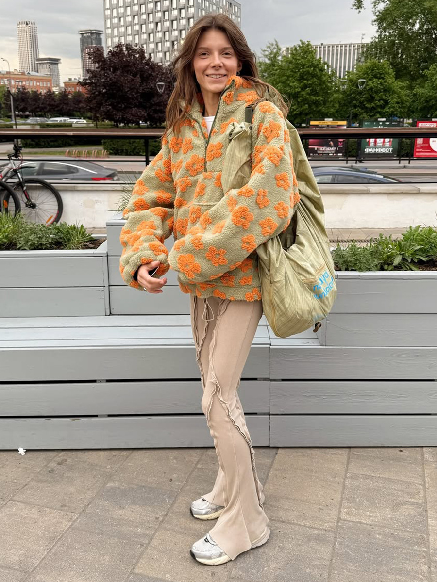 fleece floral sweatshirt