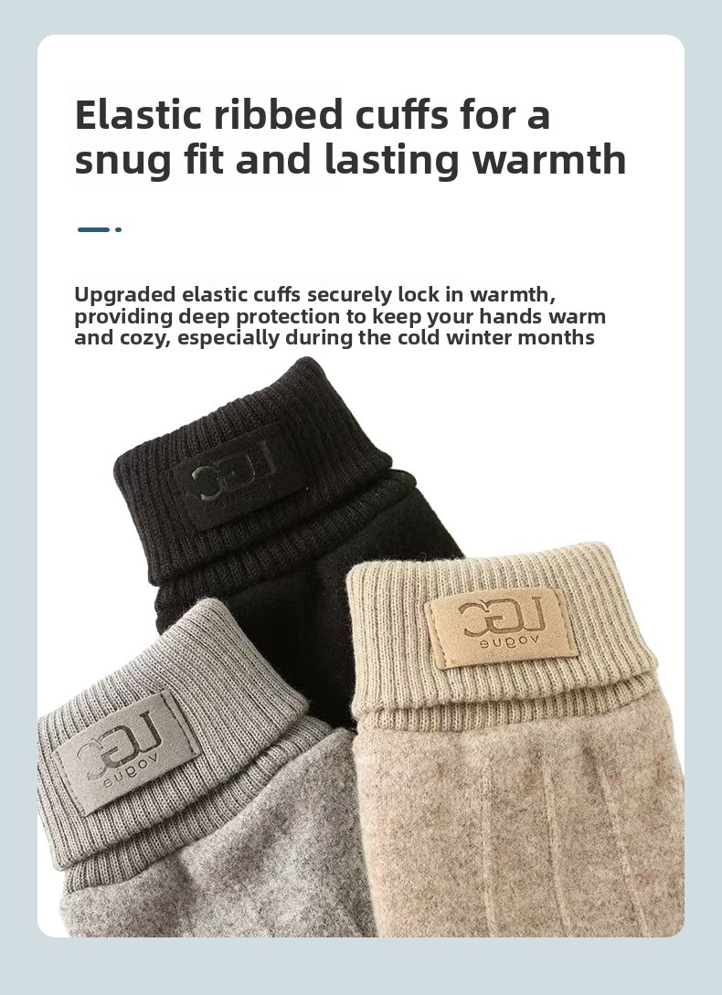 Winter Touchscreen Warm Plush Lined Knit Gloves Anti-Slip Windproof