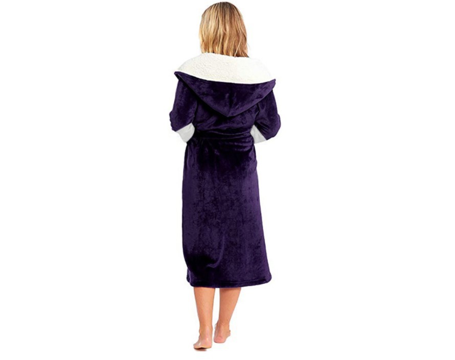Long Hooded Bathrobe Nightgown with Belt