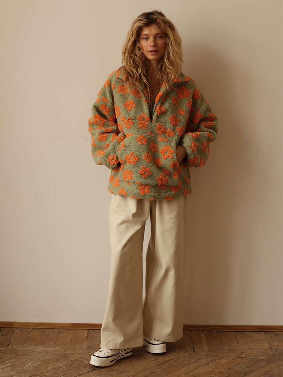 fleece floral sweatshirt