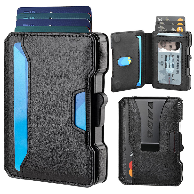 Leather anti-theft cardholder wallet