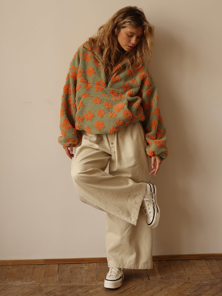 fleece floral sweatshirt