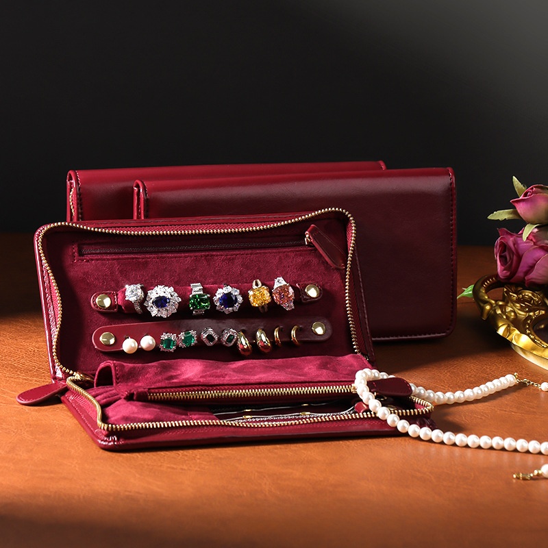 Portable Jewelry Cosmetics Bag, Large-Capacity Multi-Functional Jewelry Ring, Necklace, Earrings, Zipper Bag