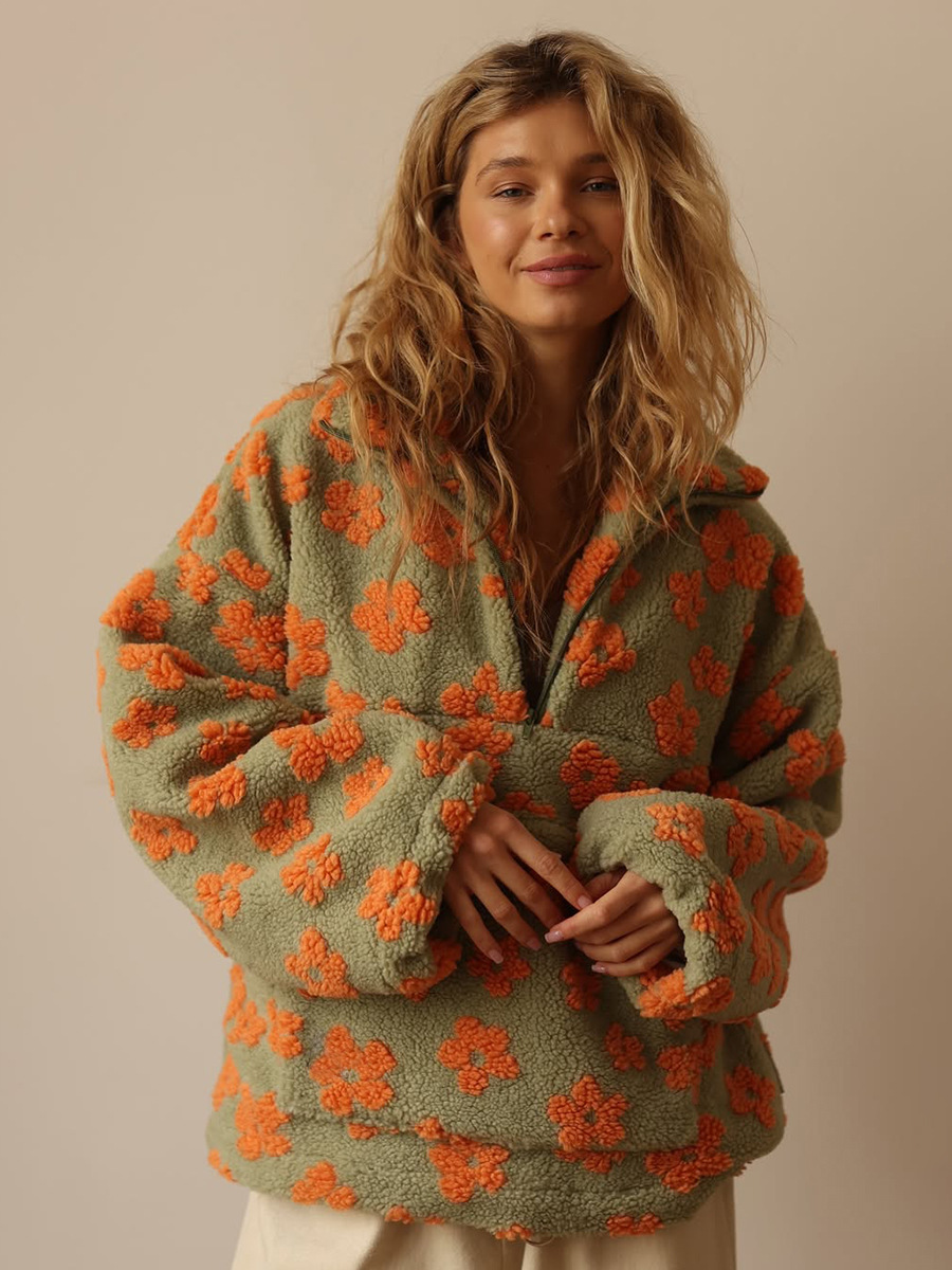fleece floral sweatshirt