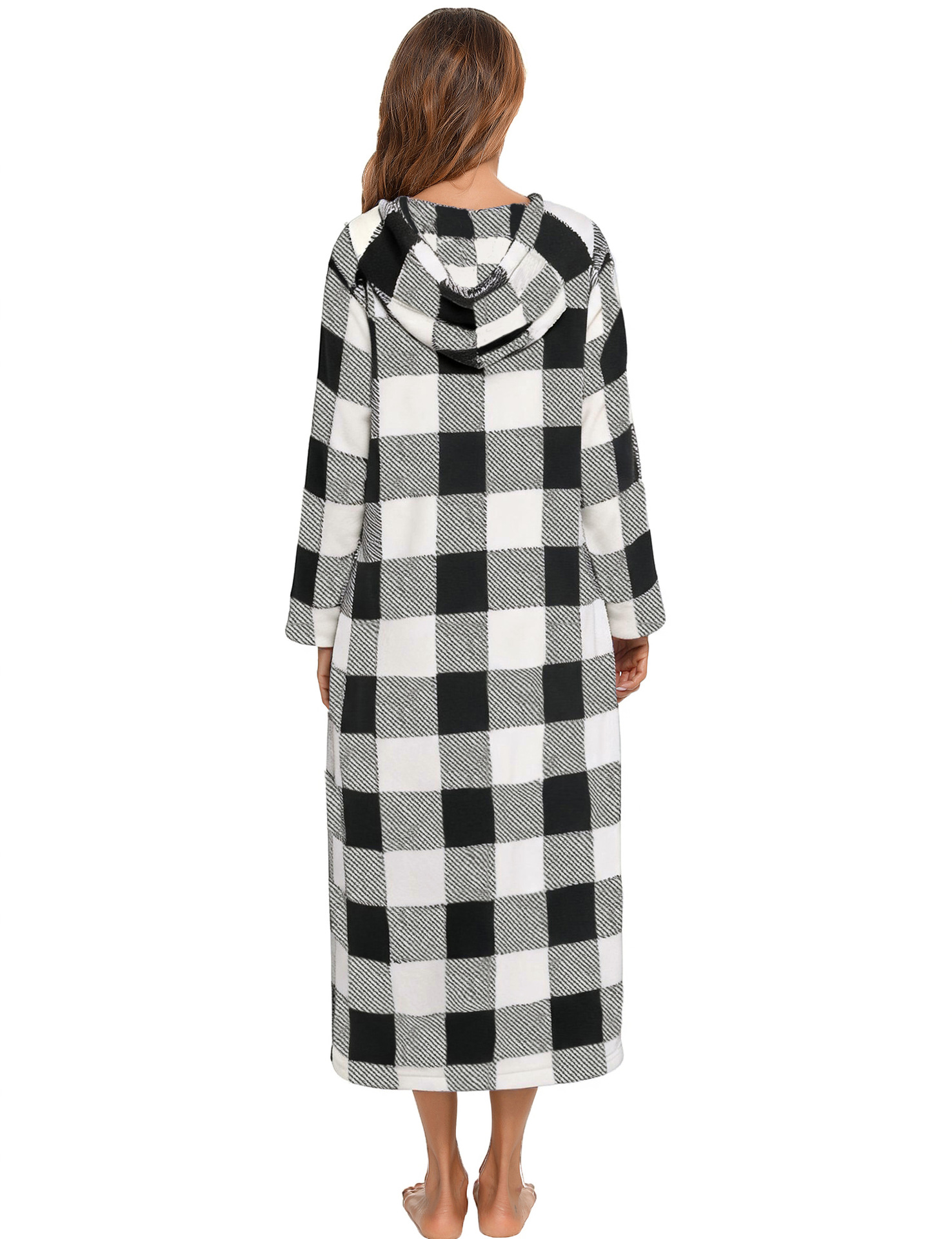 Flannel Pajamas New Long-Sleeved Zipper Nightgown Home Clothes