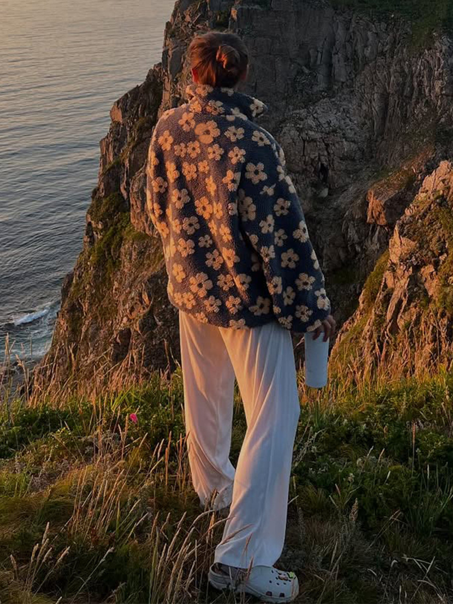 fleece floral sweatshirt