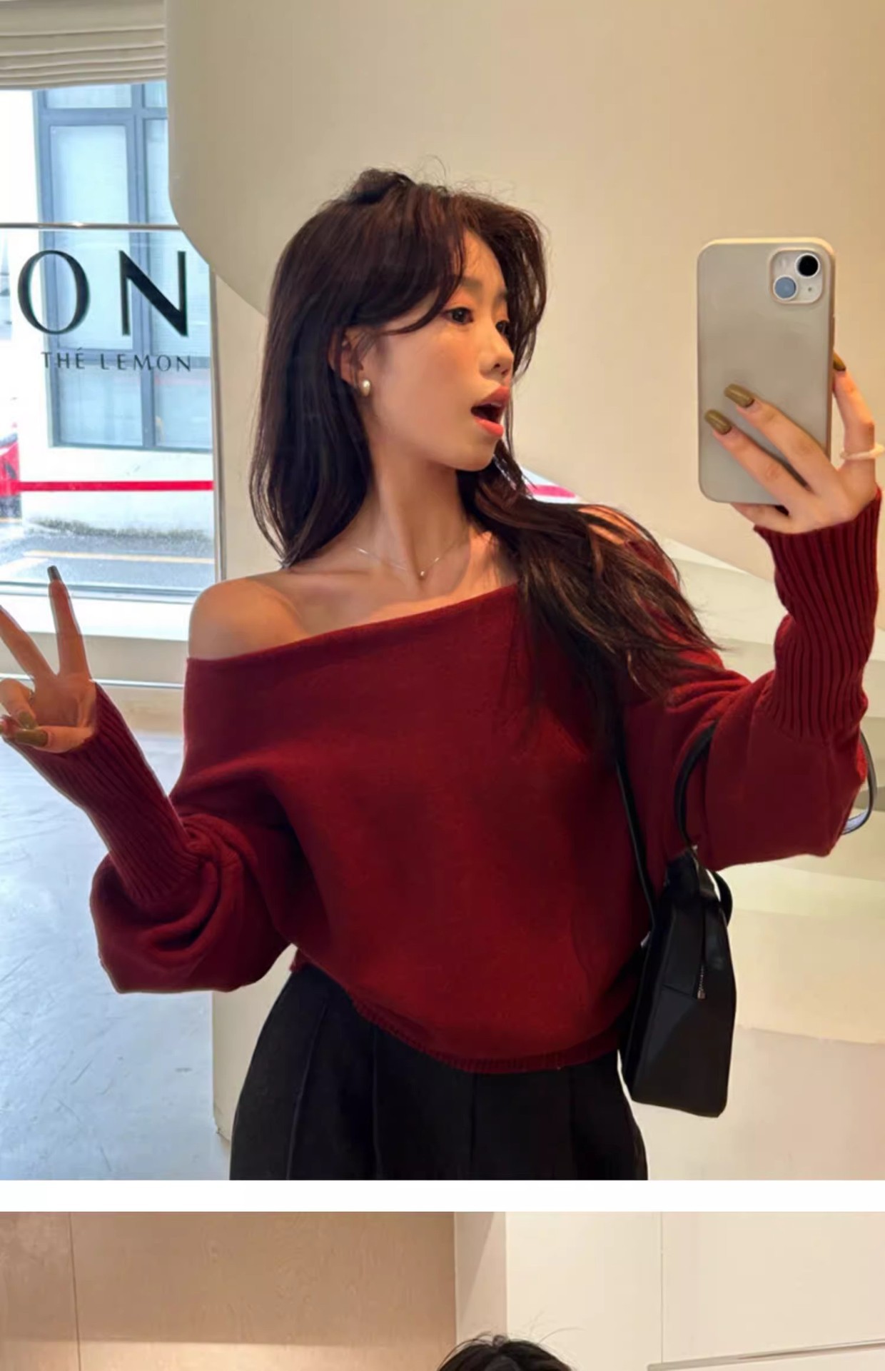 Off-Shoulder Knit Sweater for Women