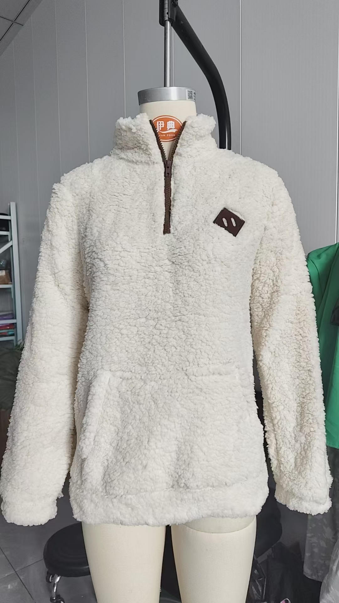 solid-color fleece half-zip pullover sweatshirt