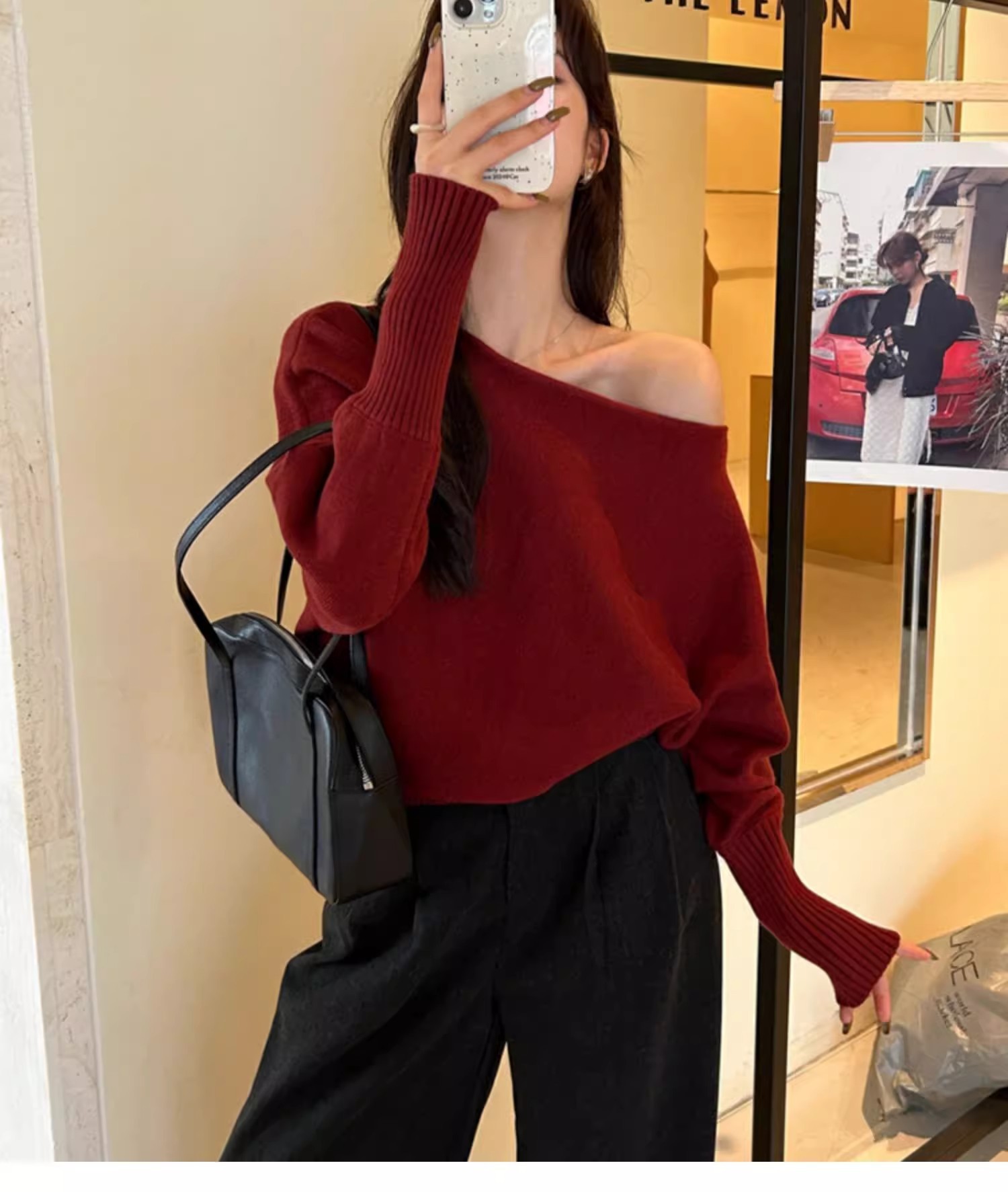 Off-Shoulder Knit Sweater for Women