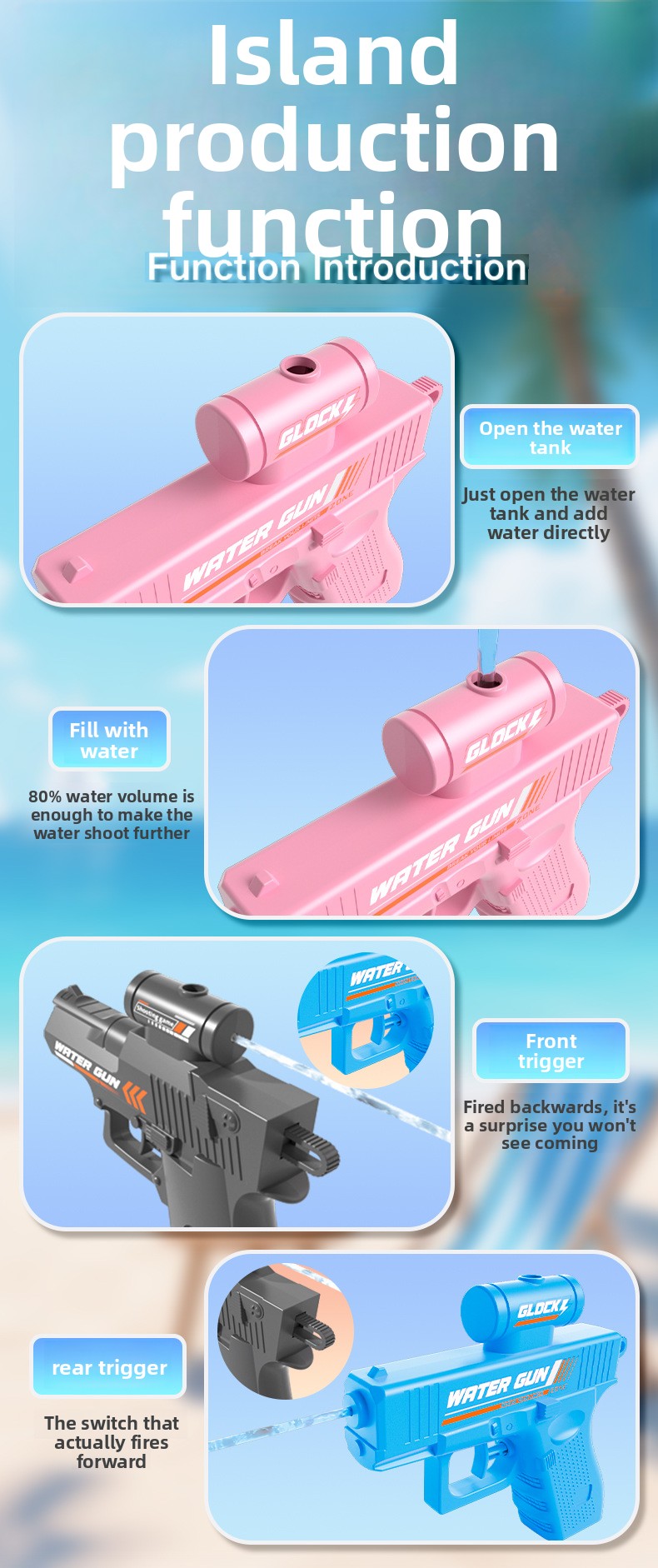 Double-headed double-sided water gun