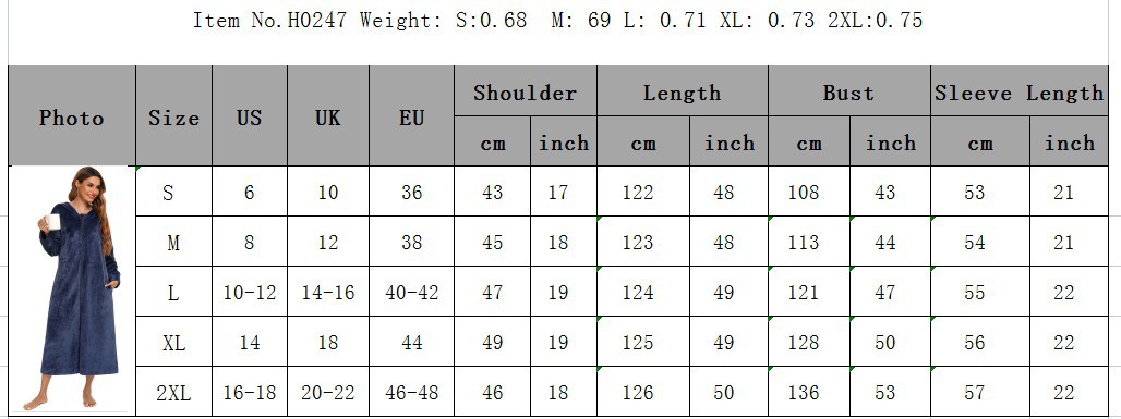 Flannel Pajamas New Long-Sleeved Zipper Nightgown Home Clothes