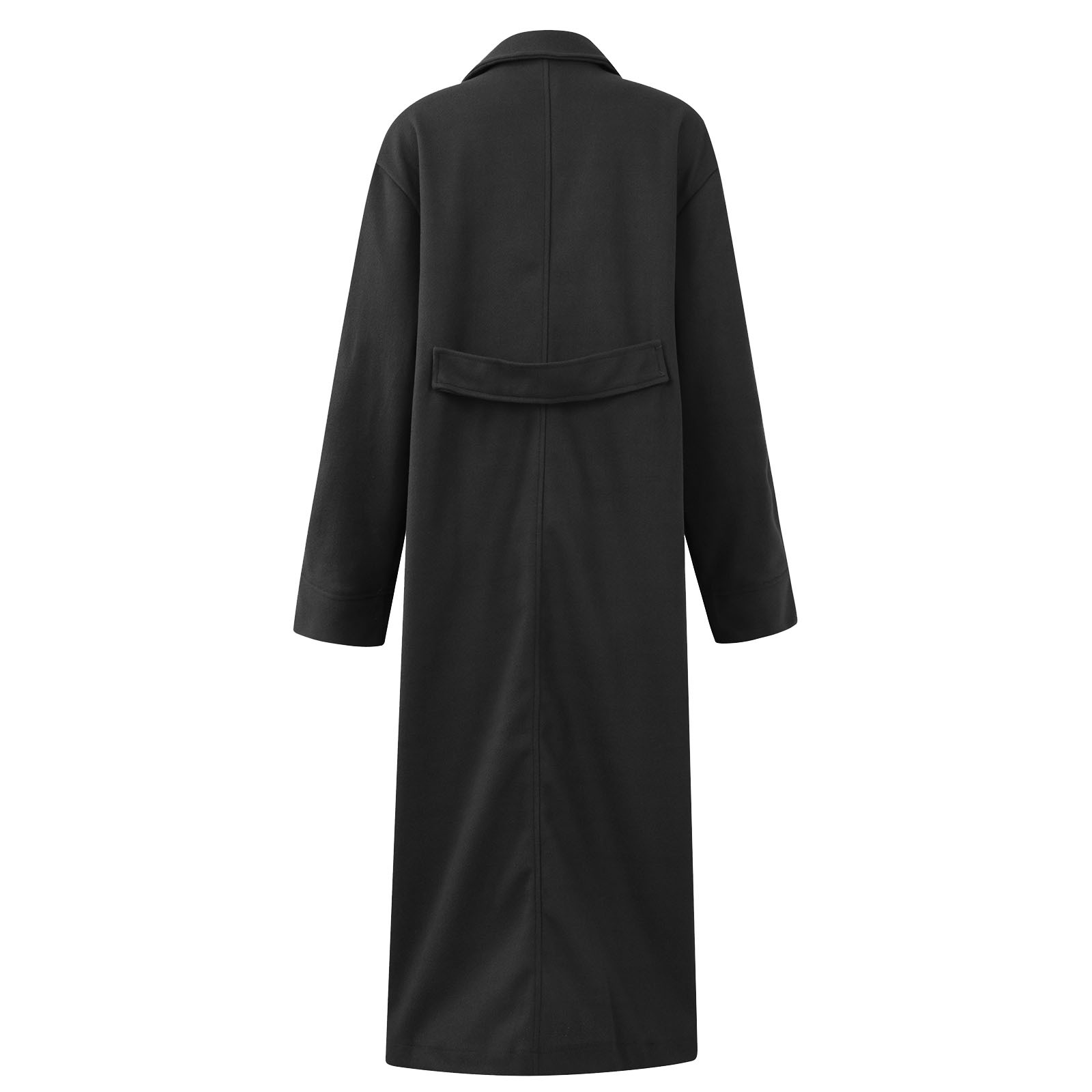 European and American Long Woolen Coat for Autumn and Winter Solid Color Elegant Commuter Wool Green Coat with Belt-Free Lapel