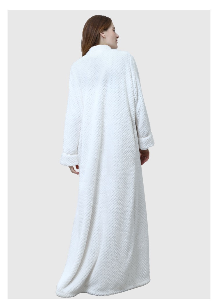 Flannel Nightdress, Bathrobe for Women, Fleece-Lined and Thickened