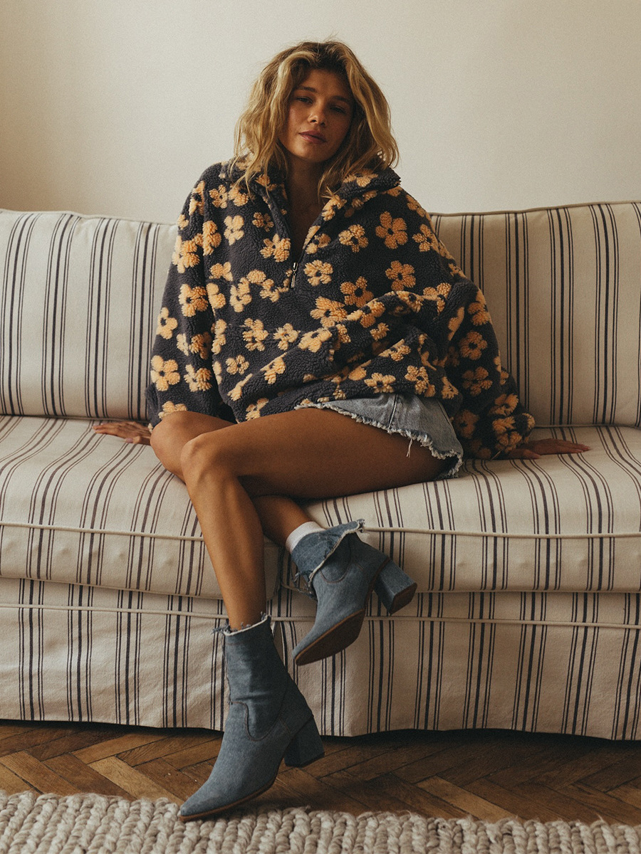 fleece floral sweatshirt