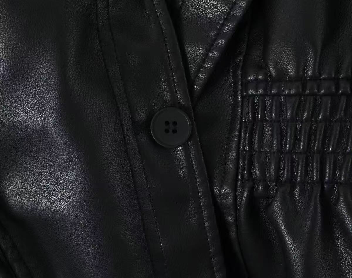 Double Collar Slim Jacket Leather Jacket Wallet