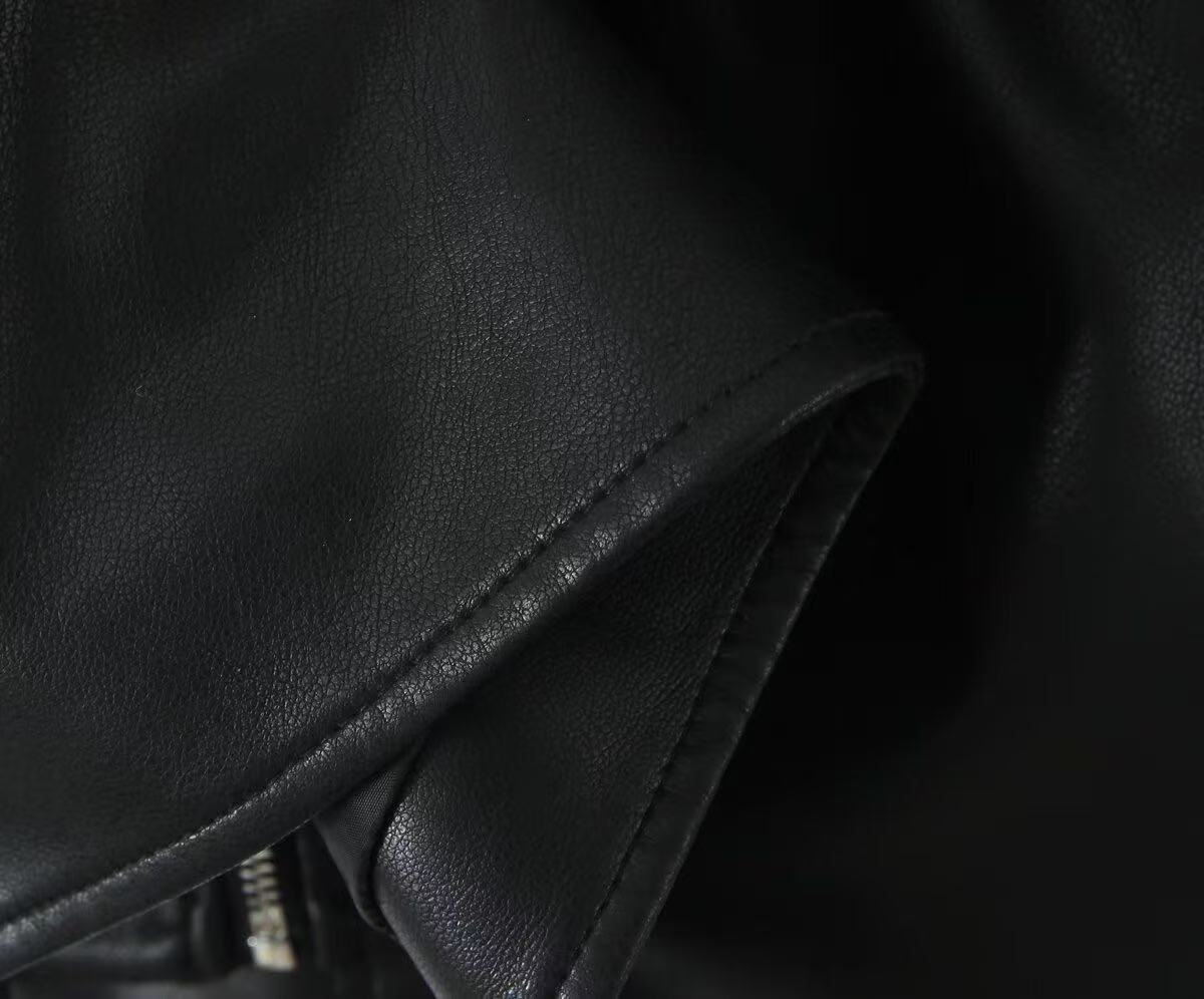 Double Collar Slim Jacket Leather Jacket Wallet