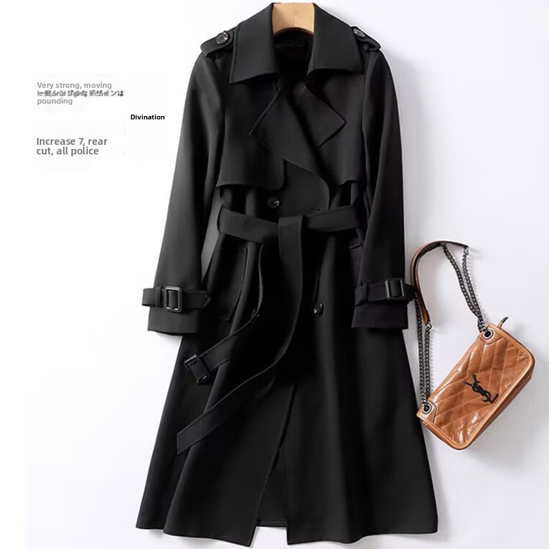 Women's Double-Breasted Lapel Long Sleeve Trench Coat