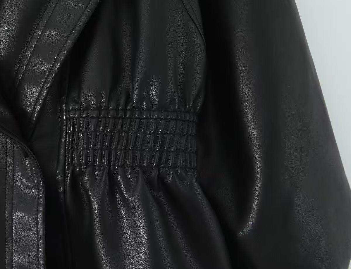 Double Collar Slim Jacket Leather Jacket Wallet