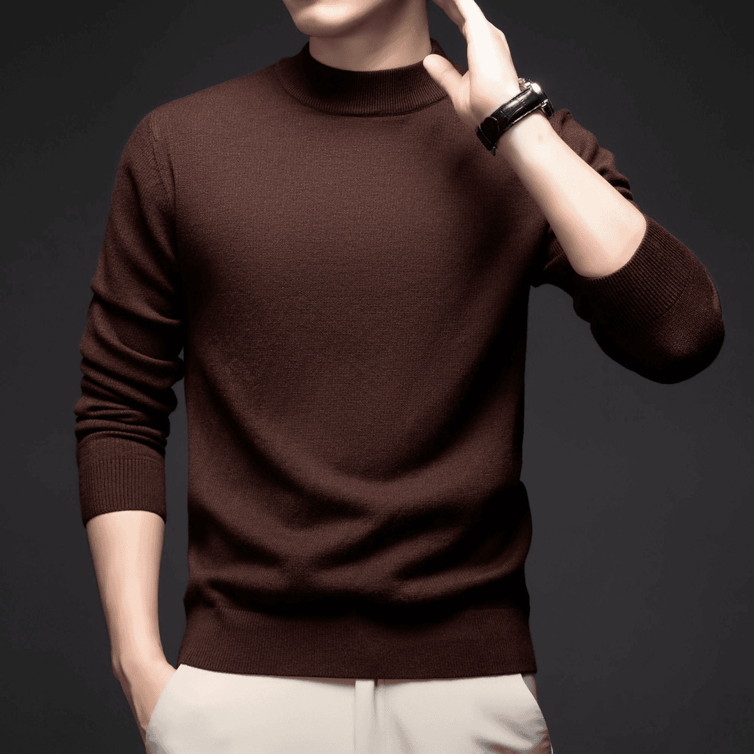 Men's Half-Turtleneck Slim-Fit Fleece-Lined Knit Sweater