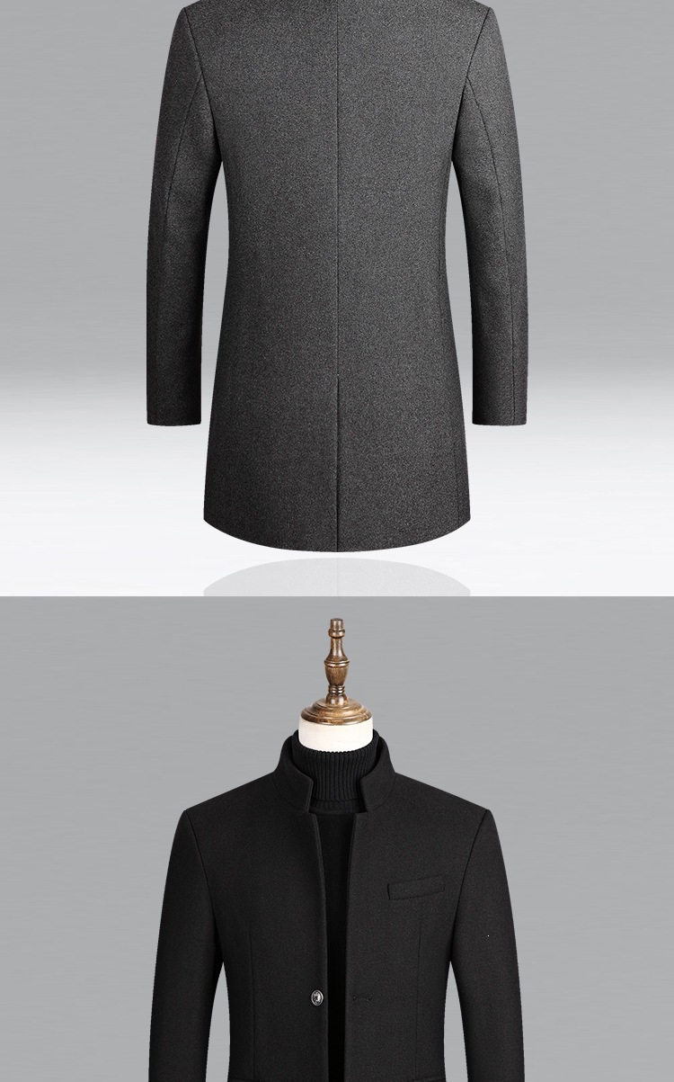 Men's Thickened Stand Collar Overcoat
