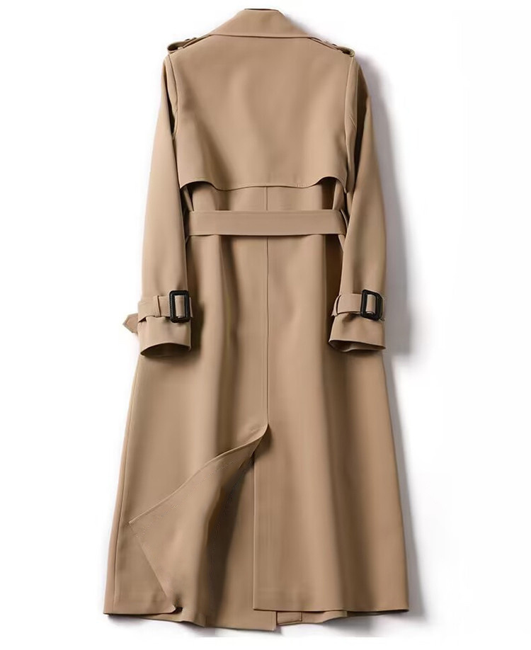Women's Double-Breasted Lapel Long Sleeve Trench Coat