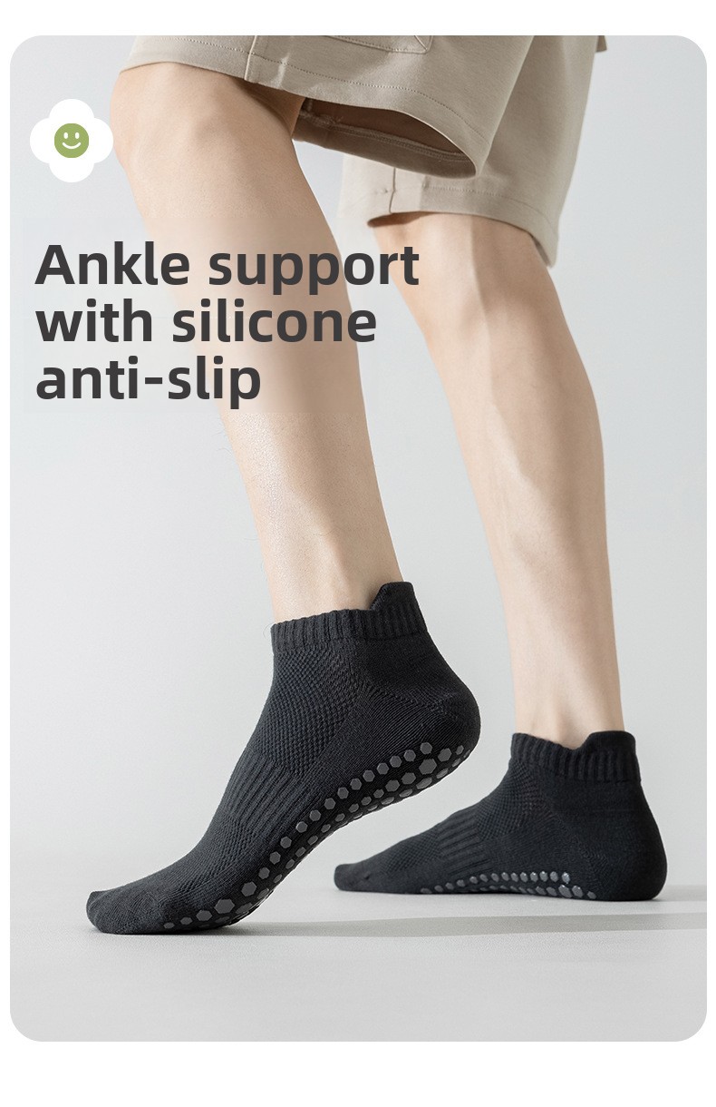 Men's Non-Slip Cotton Yoga Socks Short Anti-Skid Pilates Sport Training Floor Pilates Socks