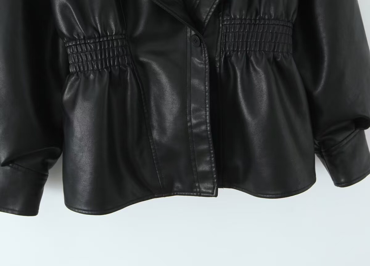 Double Collar Slim Jacket Leather Jacket Wallet